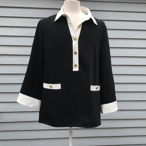 Jones New York Tops - Jones New York Black & White Tunic Size 14W